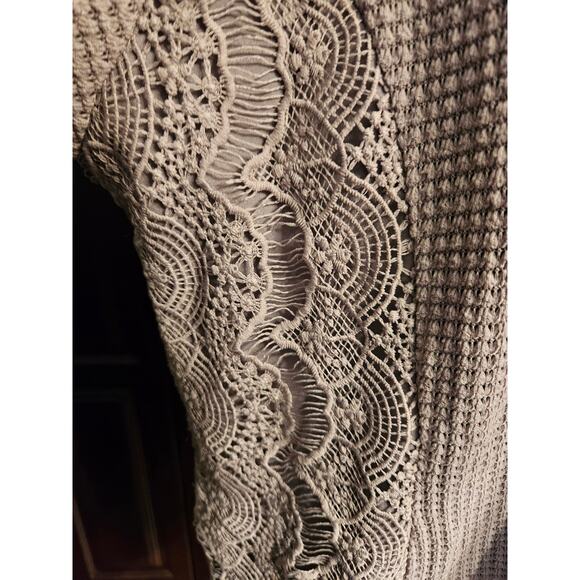 Indigo Soul Waffle Knit Long Sleeve Top Cream with Lace Detail Size 2X - Picture 2 of 11